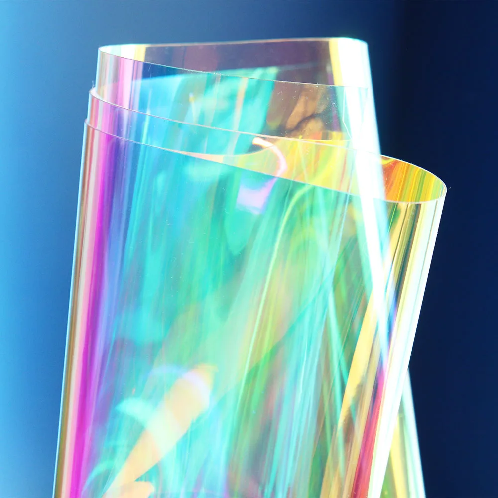 Holographic Iridescent Transparer Clear Tarpaulin Orignal Colour PVC Vinyl 50x135cm For Handbag Decoration BH075