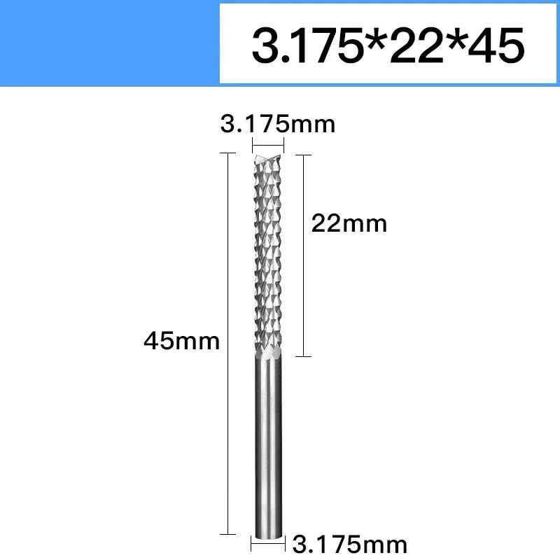 3.175 mm Tungsten carbide End Milling Cutters extended PCB Corn Teeth electric router bit Engraving Tools wood Circuit Cutter