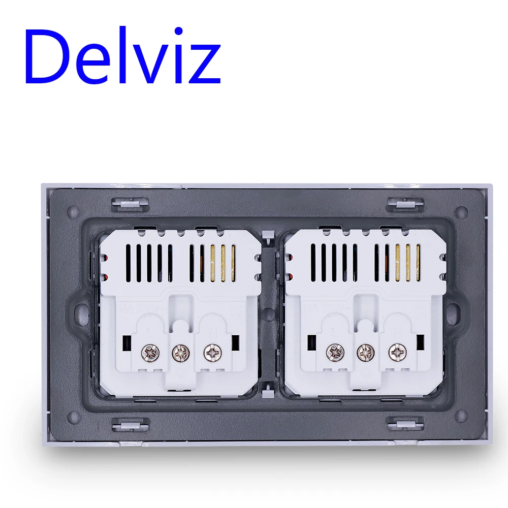 Delviz EU Standard USB socket, 16A Power Outlet,Power panel Four usb interface German type socket,Double frame Wall 4 USB Outlet