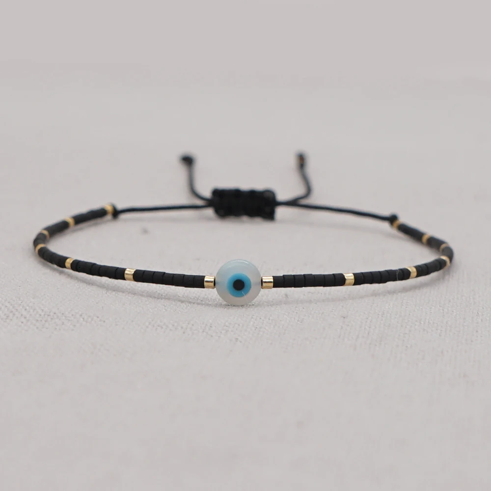 Go2Boho-Miyuki محظوظ العين سوار للنساء ، ميوكي البذور الخرز ، رقيقة سوار ، رائعة مجوهرات ، أنيق اكسسوارات