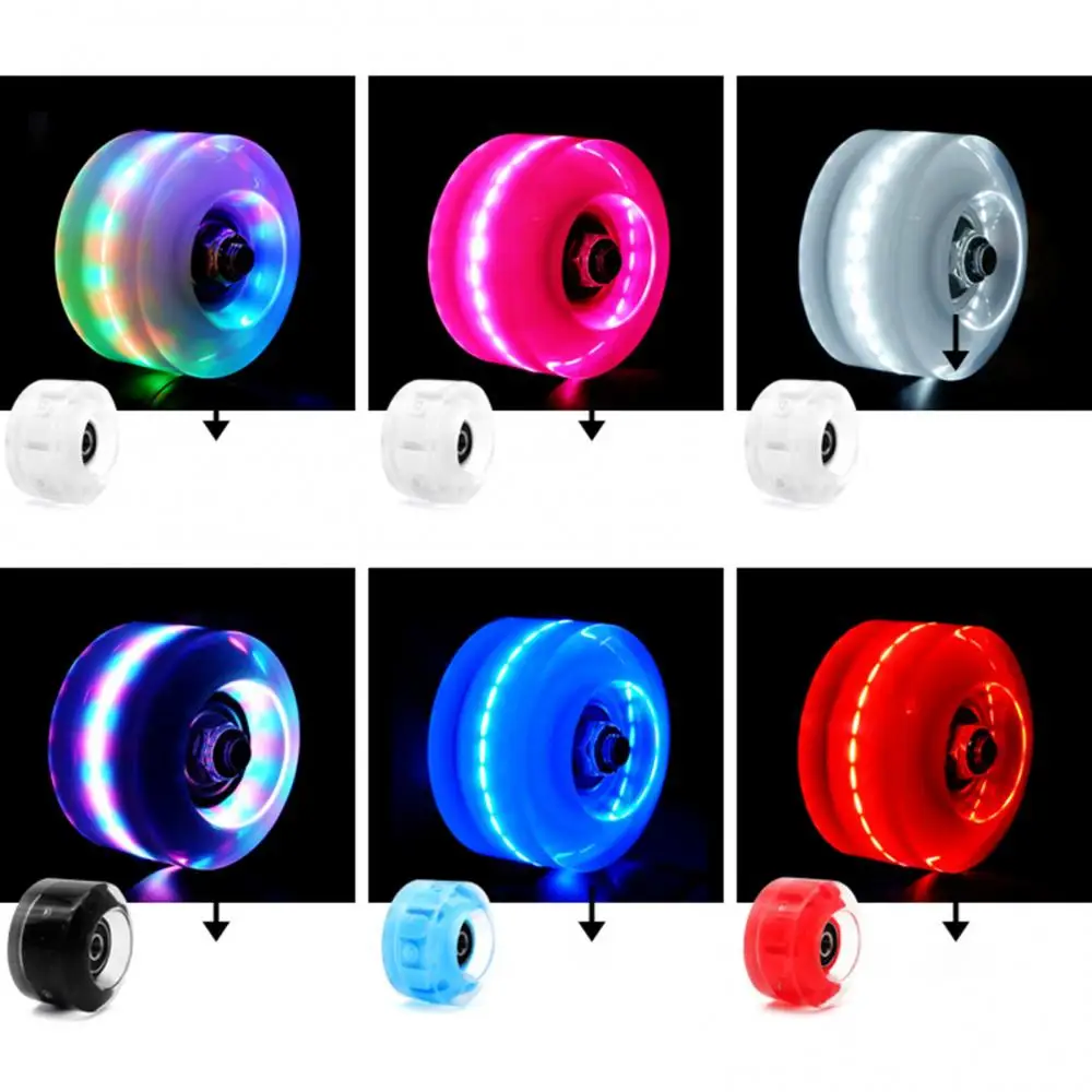 4Pcs LED คู่ Roller Skates ล้อส่องสว่างลูกกลิ้งสเก็ตกระพริบล้อสำหรับรองเท้าสเก็ตอินไลน์สำหรับผู้ใหญ่เด็กล้อลูกกลิ้ง