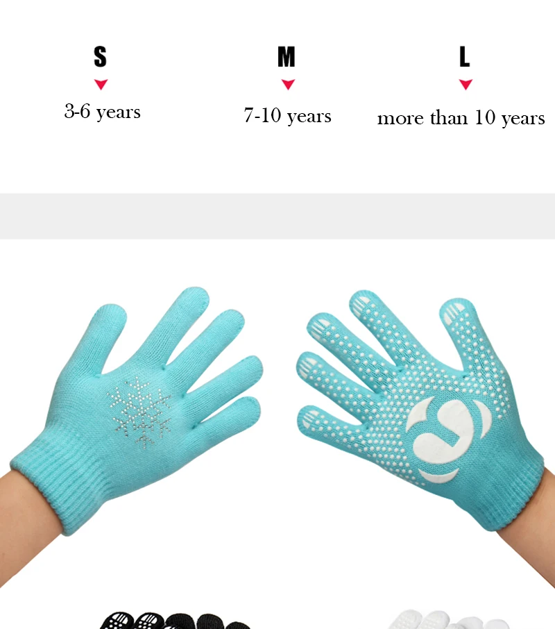 2022 Magic Ice Figure Skating Wrist Gloves Training Warm Hand Protector Thermal Safety For Kids Girl Boy Rhinestone Non-stick