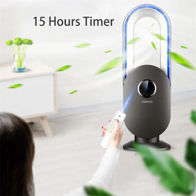 Electric Bladeless Fan Tower Fan With Remote Control 15 Timing Household Desktop Mute Air Circulation Purification Safe Fan FS67