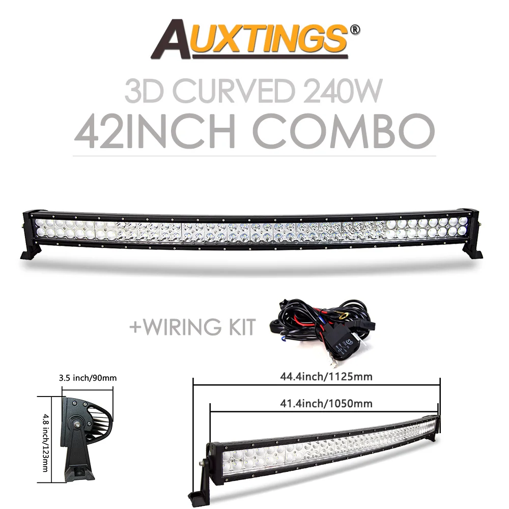 Auxtings 22 32 42 52 ''in Gebogen/Rechte Led-lichtbalk COMBO Led-werklampbalk Rijden Offroad Auto Vrachtwagen 4x4 SUV ATV 12V 24V - afbeelding 1