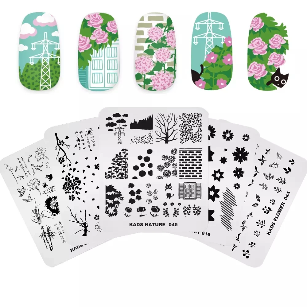 Nail Stamping Plates Flower Pattern Design Nail Art Stamp Plate Stainless Steel Image Stencil Plate for DIY Nail Art Decoration