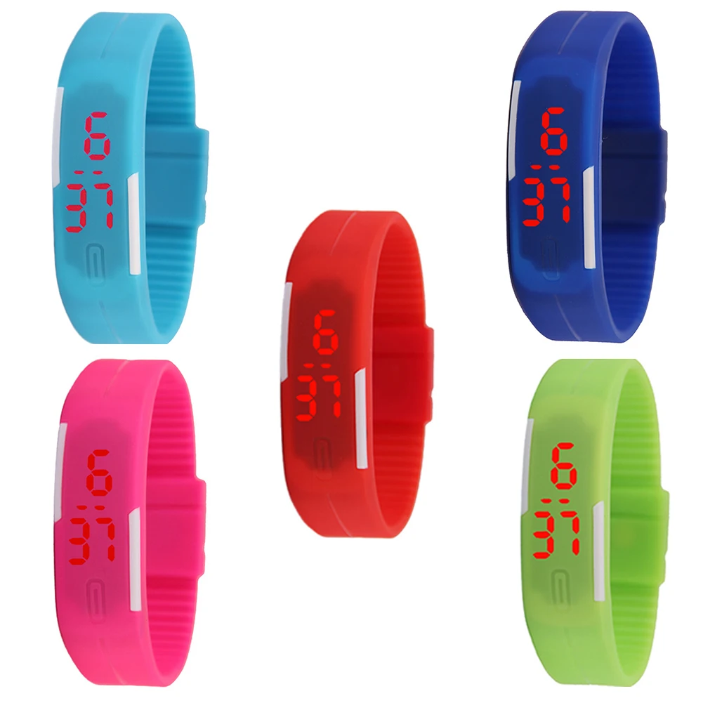 Sports Thin Strap LED Time Date Display Children Kids Digital Wrist Watch Gift reloj hombre zegarek damski New Hot for Boys Girl