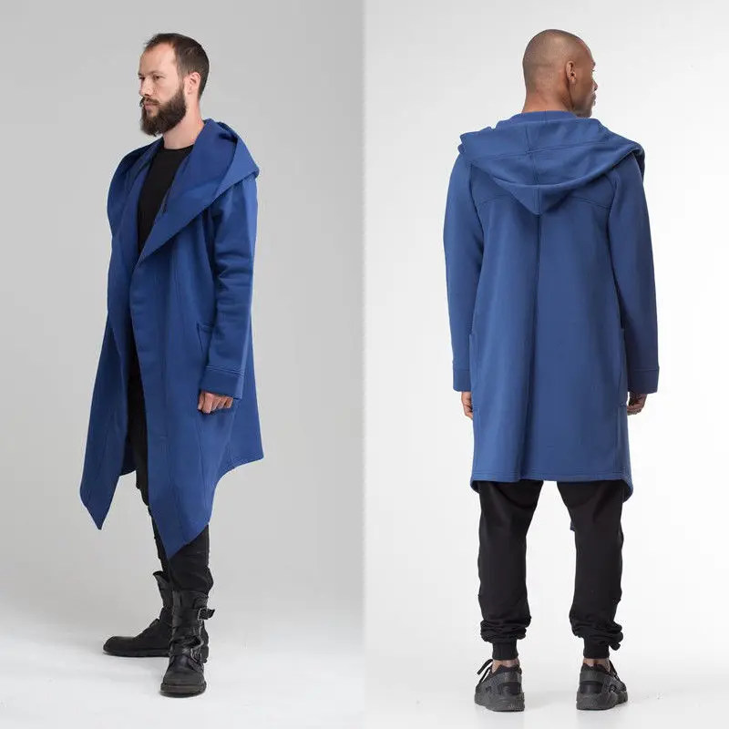 Hirigin-Manteau à Capuche Décontracté pour Homme, Cardigan Rigide, Ouvert Devant, Vêtements d\'Extérieur Longs et Chauds, Nouvelle Collection Automne