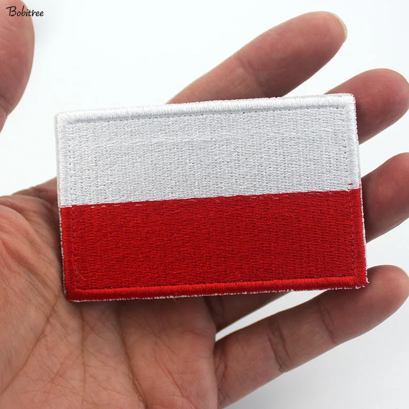 Poland flag Patches with Hook Loop Poles Banner Badge Embroidered armband Stickers For Backpack Caps Uniform Decoration