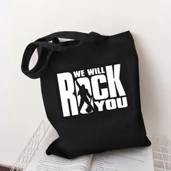 Freddie Mercury-Bolso de compras con letras divertidas para mujer, bandolera de lona de gran capacidad, Harajuku