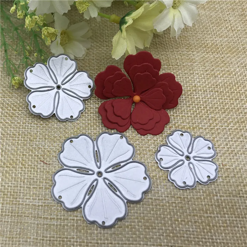 3pcs flower Metal stencil mold Cutting Dies decoration scrapbook die cuts Album Paper Craft Embossing DIY Card Crafts