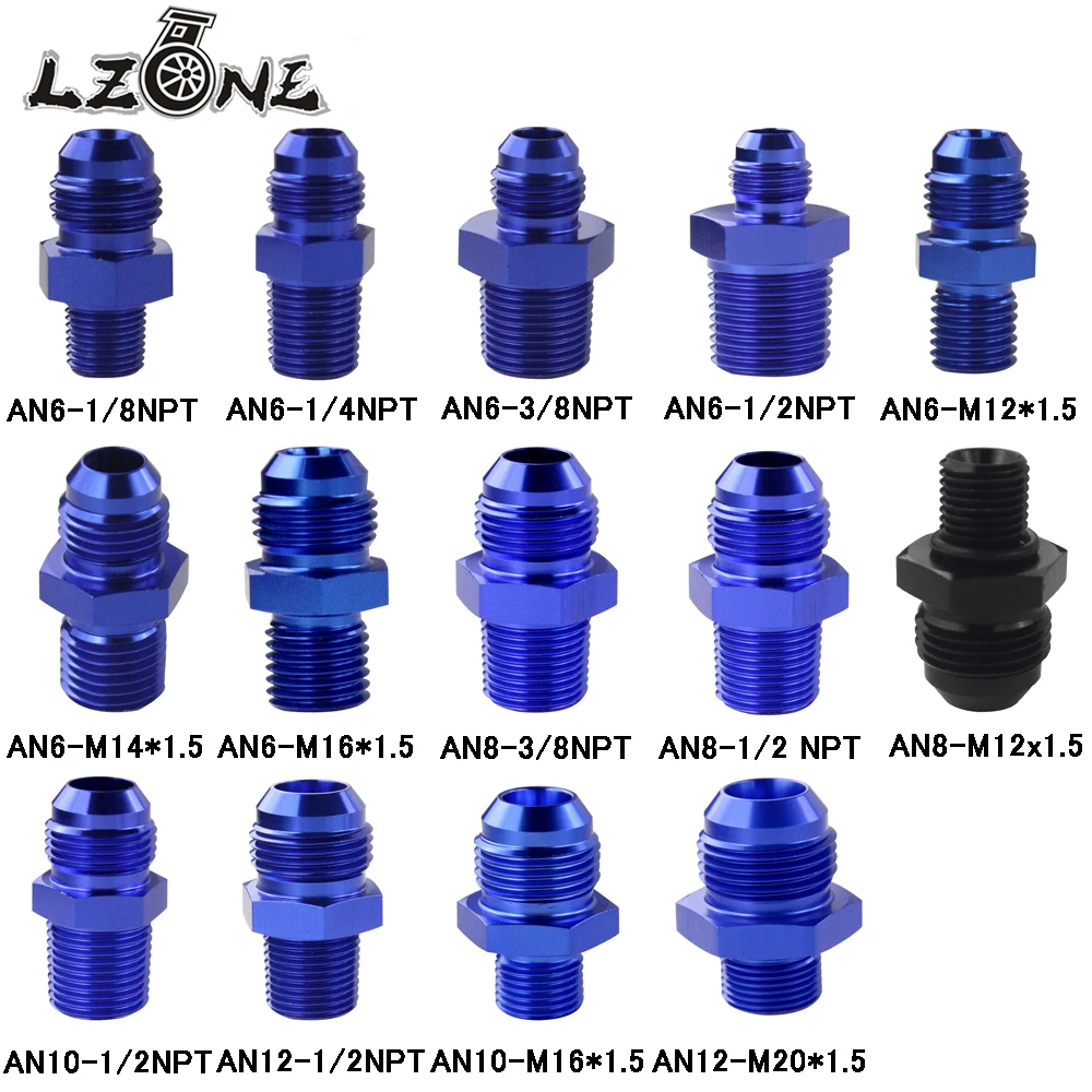 

Male AN6 to 1/2 NPT 1/4 NPT 3/8NPT M10*1.5 M20*1.5 Straight Adapter Flare Fitting auto hose fitting Male Oil cooler fitting
