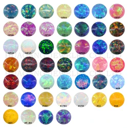 9mm OP01-OP74 Opal Loose Beads Flat Base Cabochon Mixed Synthetic Created Gemstones Round Multicolor Opal Stones For Jewelry