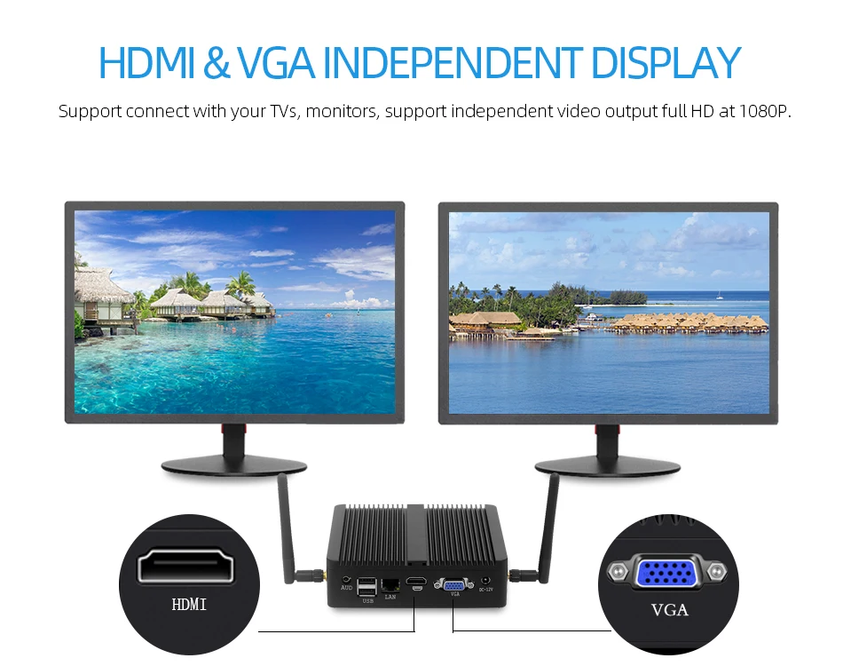 Fanless Mini PC Intel Core I7-4500U I5-4200U I3-5005U Windows 10 300M WiFi 8GB DDR3L 128GB/256GB/512GB SSD Barebone Computers