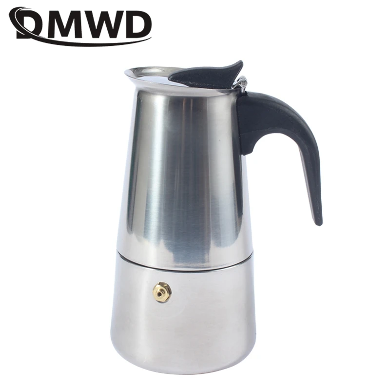 DMWD Hot Sale 2/4/6/9 Cups Stainless Steel Moka Espresso Latte Percolator Stove Top Coffee Maker Pot