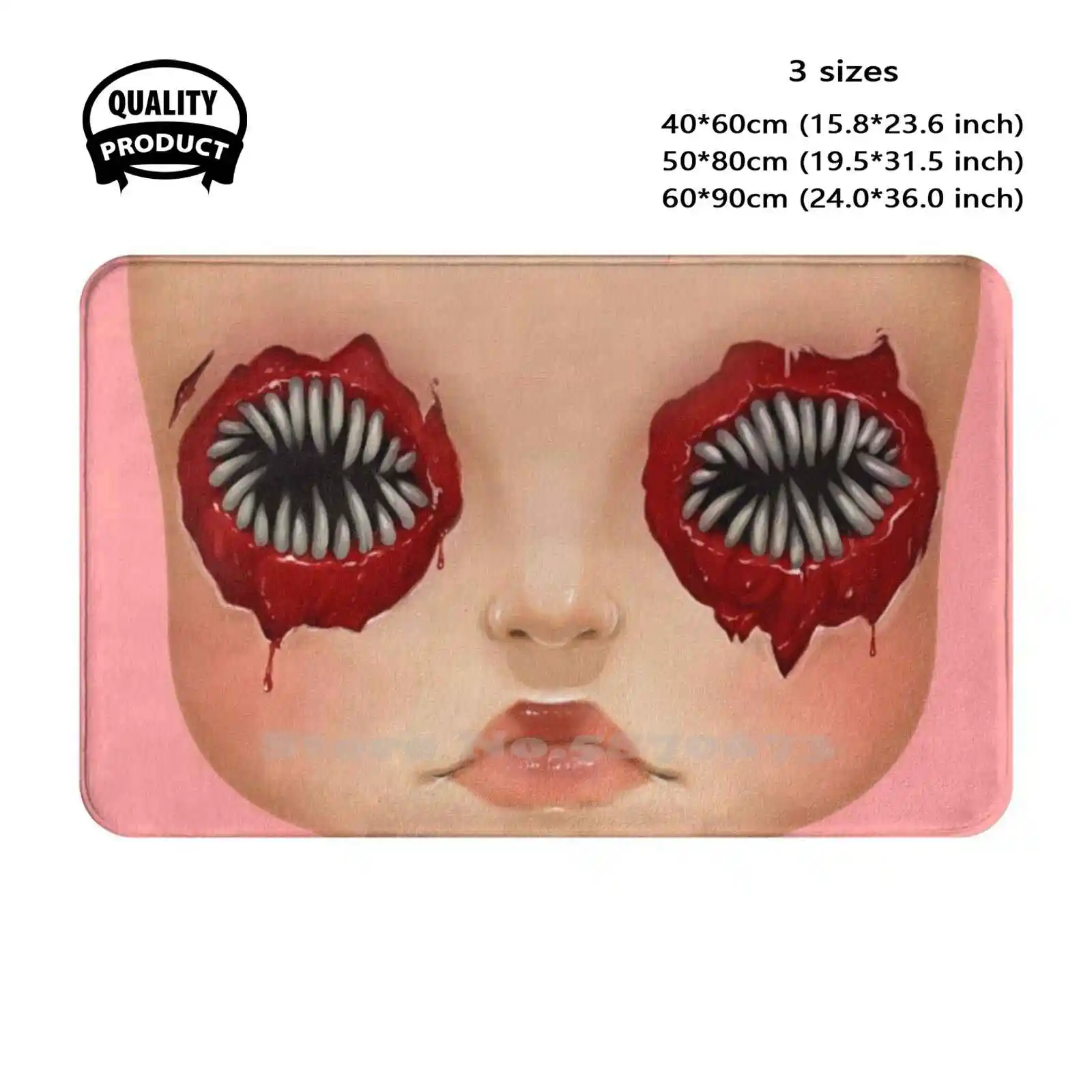 Moutheye Soft Cushion Home Carpet Door Mat Car Rug Beby Doll Pink Horror Macabre Kawaii Spooky Creepy Fantasy Bjd Eye Mouth