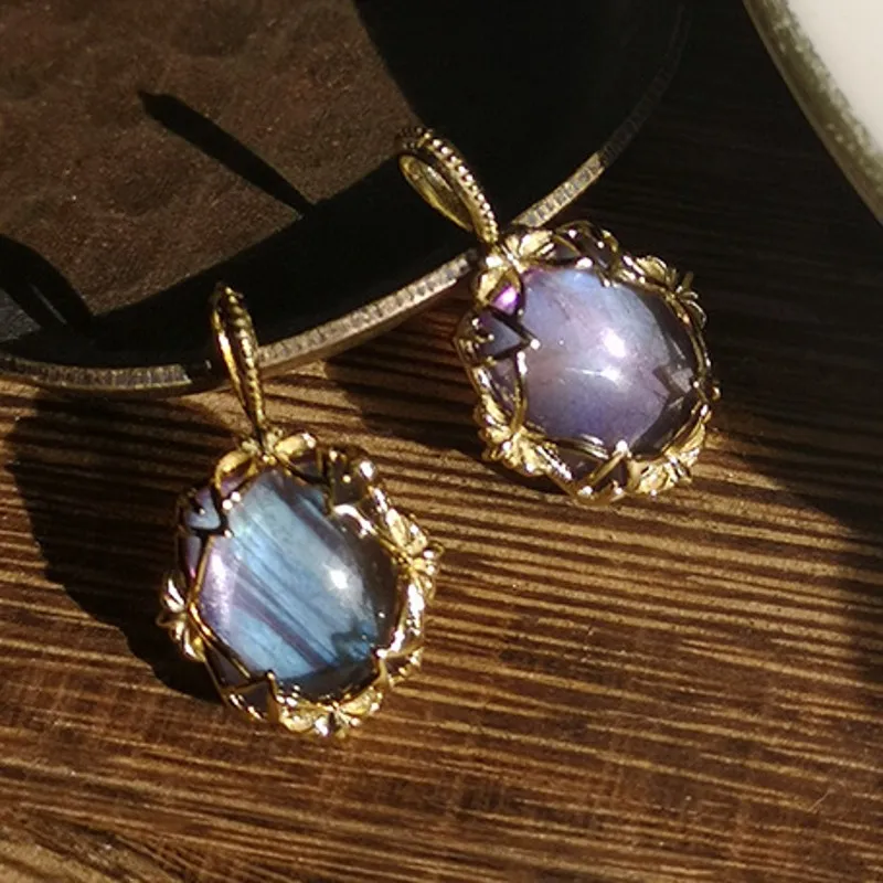 BOCAI 2021 جديد إمرأة الموضة قلادة فضية 925 ريترو محفورة نمط الطبيعية اللابرادوريت/قلادة من الأحجار الكريمة للمرأة