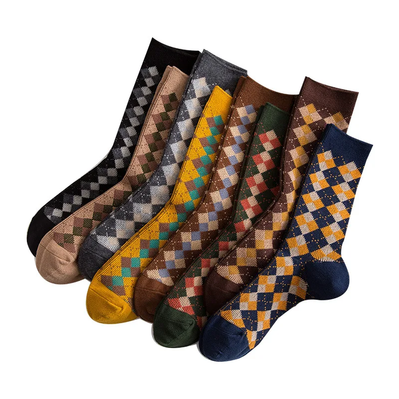 Women Socks 2020 Autumn New Socks Fashion Lattice Cotton Preppy Style Happy Casual Deodorant Socks Female Socks High Quality