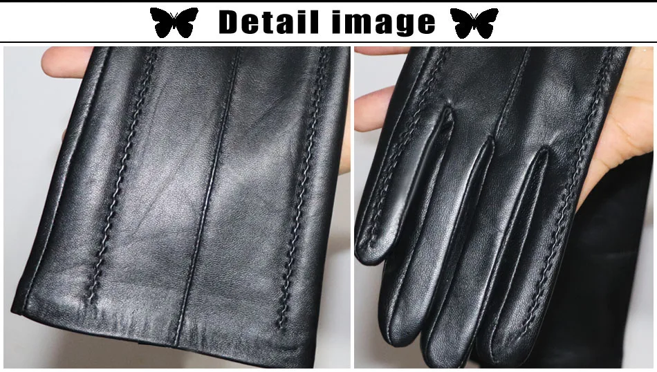 Women\'s Sheepskin Gloves Long Section Autumn and Winter Warm Female Leather Gloves Mid-length Touch screen plus velvet Authentic