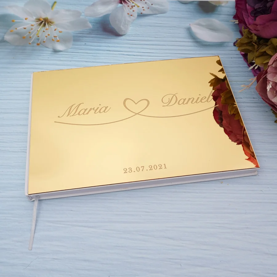 

25x18cm Personalized Wedding Custom Signature Scrapbook Acrylic Mirror Reception Book Party Favors