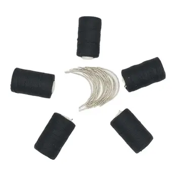 Thread needle kit 25 pcs C curved needle with gift 5 rolls BLACK Hair Weaving Thread Cotton Sewing Thread