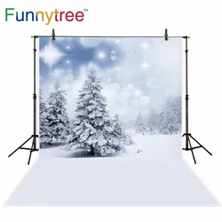 Funnytree photography backdrops Winter wonderland Christmas bokeh forest Snow backdrop background party photocall photophone