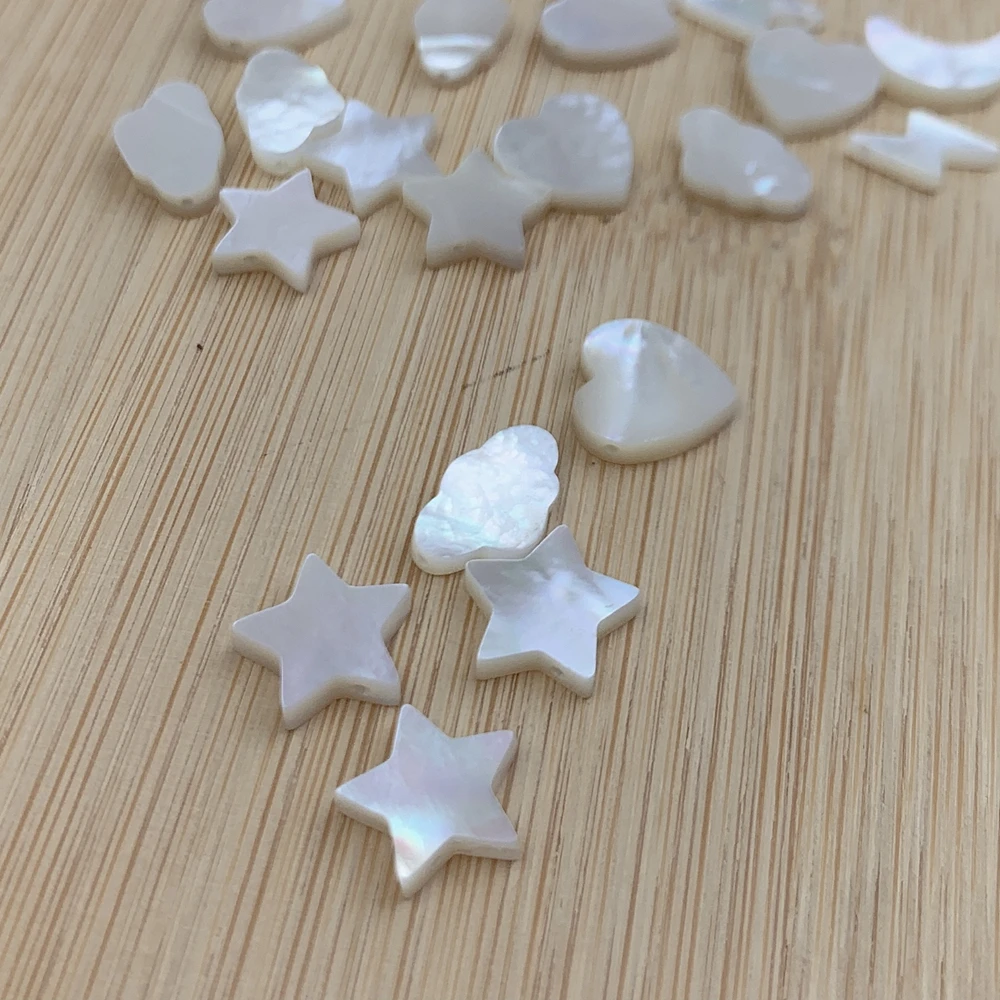 Natural Mother of Pearl Shell Beads Star Heart Moon Cloud Lightning Spacer Bead For DIY Jewelry Handwork Making Accessories
