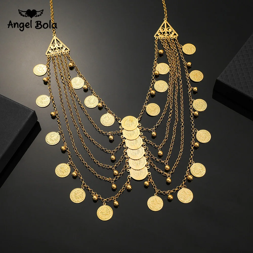 Arab Coin Necklaces for Women Fashion Muslim Islamic Coins Jewelry Allah Gift of The Middle East Wedding/Holiday Gifts