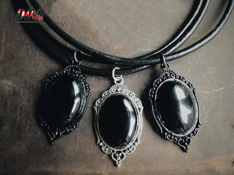 Pitch Black Onyx Necklace Gothic Stone  Witchy Jewelry Classical fashion Daughter's gift magic pendant woman mystical witch 2019