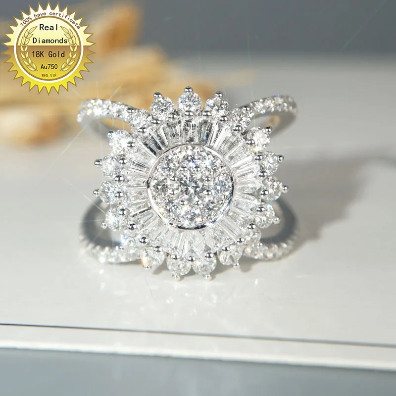 

18k white gold 2ct diamond ring Engagement&Wedding Natural Real Diamond Ring Jewellery have certificate 008