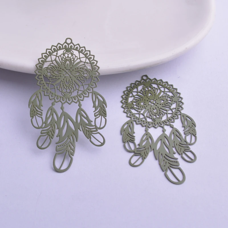30 Stück AB6374 27*48mm Filigran Versilberte Traumfänger-Ohrring-Anhänger aus Messing in Roségoldfarbe, Traumfänger-Charms, DIY-Teile – Detail 8