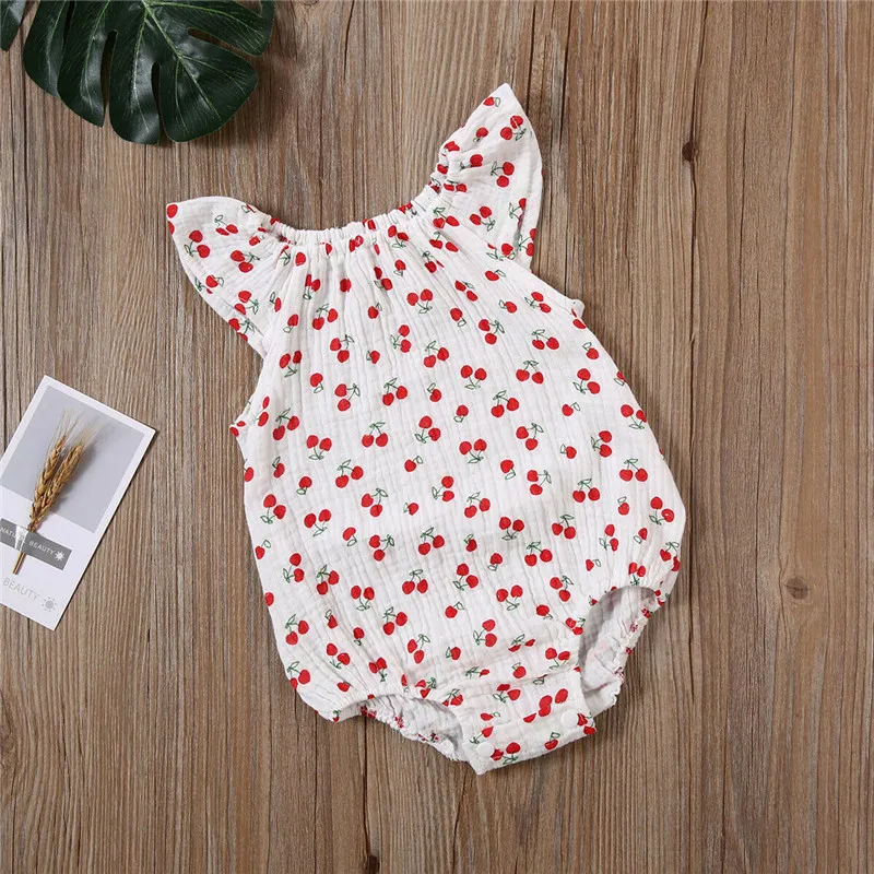 2020 Summer Newborn Baby Girls Boys Clothes Cotton Linen Cactus Print Fly Sleeve Romper Jumpsuit Soft Baby Outfits One-Piece