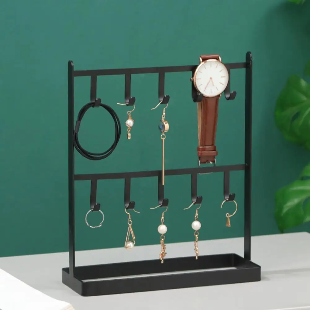 Jewelry Display Stand Earring Organizer Two-layers Jewelry Storage Wrought Iron Earring Hanging Holder Organizer for Dresser