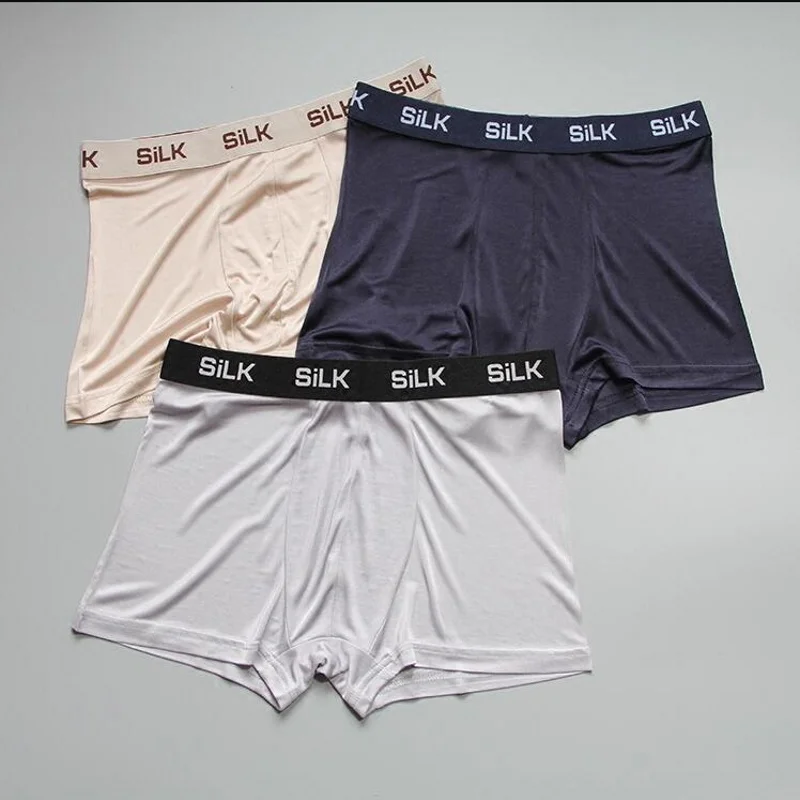 3 PACK Men's 30% real silk 70% Viscose boxers panties Underwear Lingerie L XL 2XL 3XL 1065