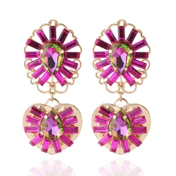 NeeFu WoFu Charm Earring Woman Drop Geometric Color Crystal Dangle Zinc Alloy Large Long Brinco Manual Ear Accessories Oorbellen