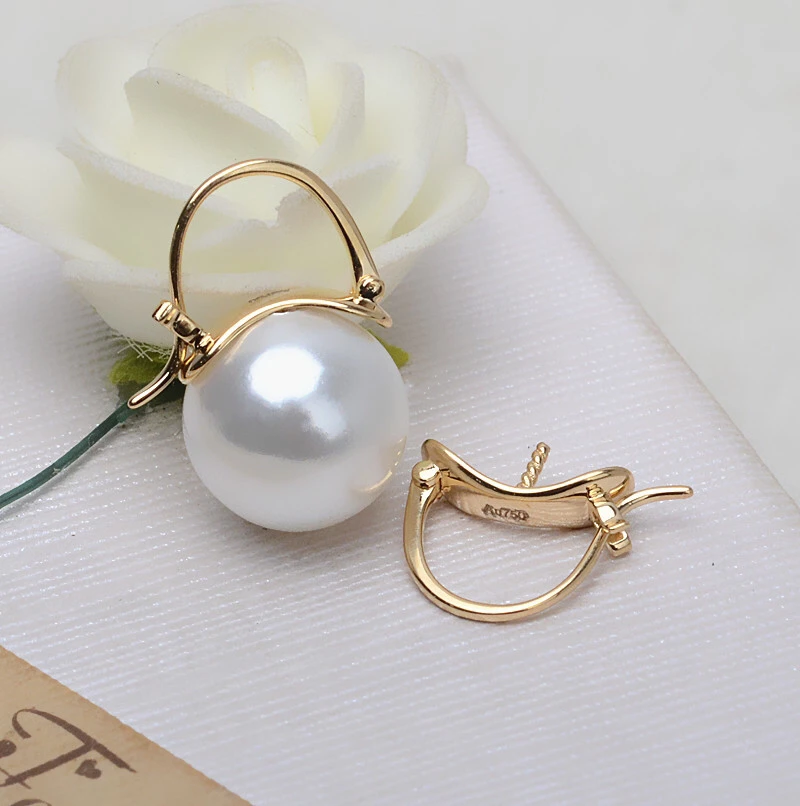 

Classical Genuine AU 750 18K Gold Earrings Mountings Findings Jewelry Settings Accessories Parts for Pearls Agate Coral Crystal