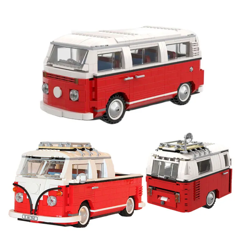 NEW MOC T1 Doka T2 Camper Cars Rabbit Pickup Model Modified from 10220 T1 Camper Van Building Blocks Set DIY Toys Gifts