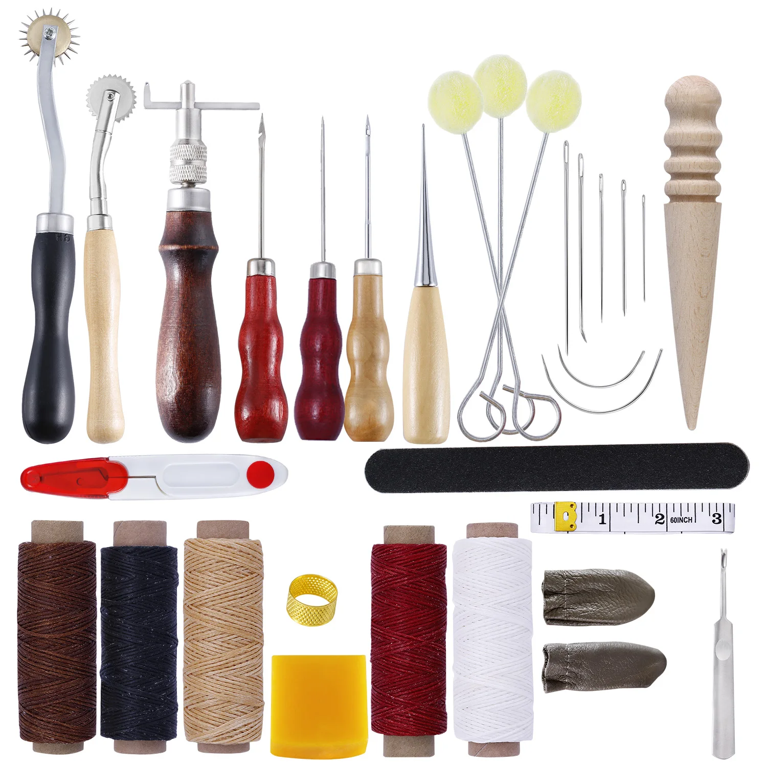 Leather Craft Punch Tools Set Kit Stitching Carving Working Sewing Saddle Groover Leather Crafts Tools Skiving Knife