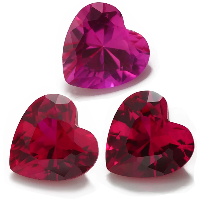 Size 3x3mm~12x12mm Heart Shape Synthetic Corundum Stone For Jewelry 5# 8# 3# Color