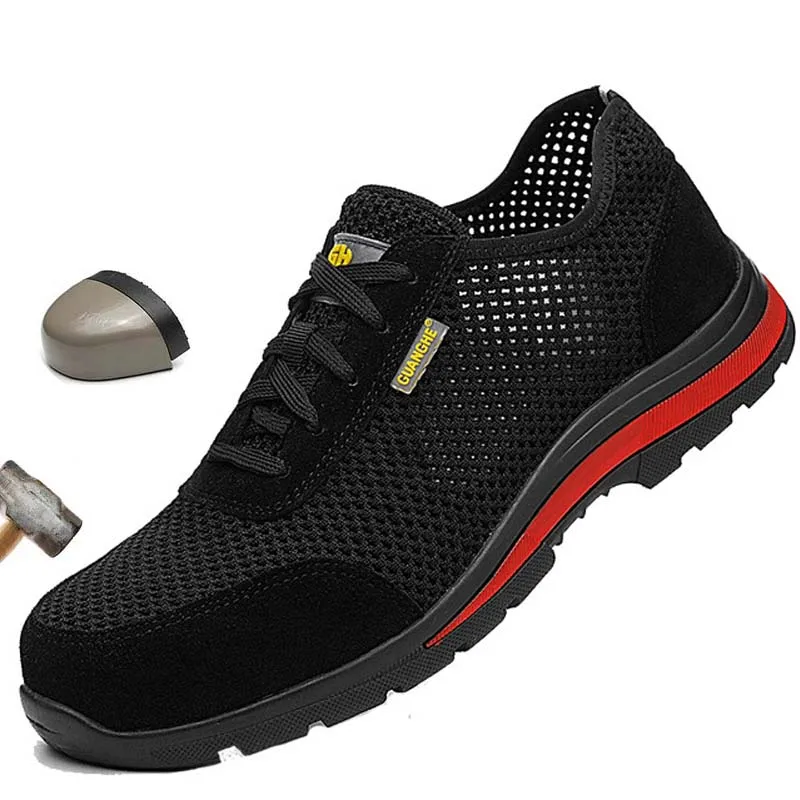 

2019 New Mens Footwear Safety Shoes Steel Toe Breathable Safety Boots Anti Puncture Work Sneakers Breathable Work Shoes Male