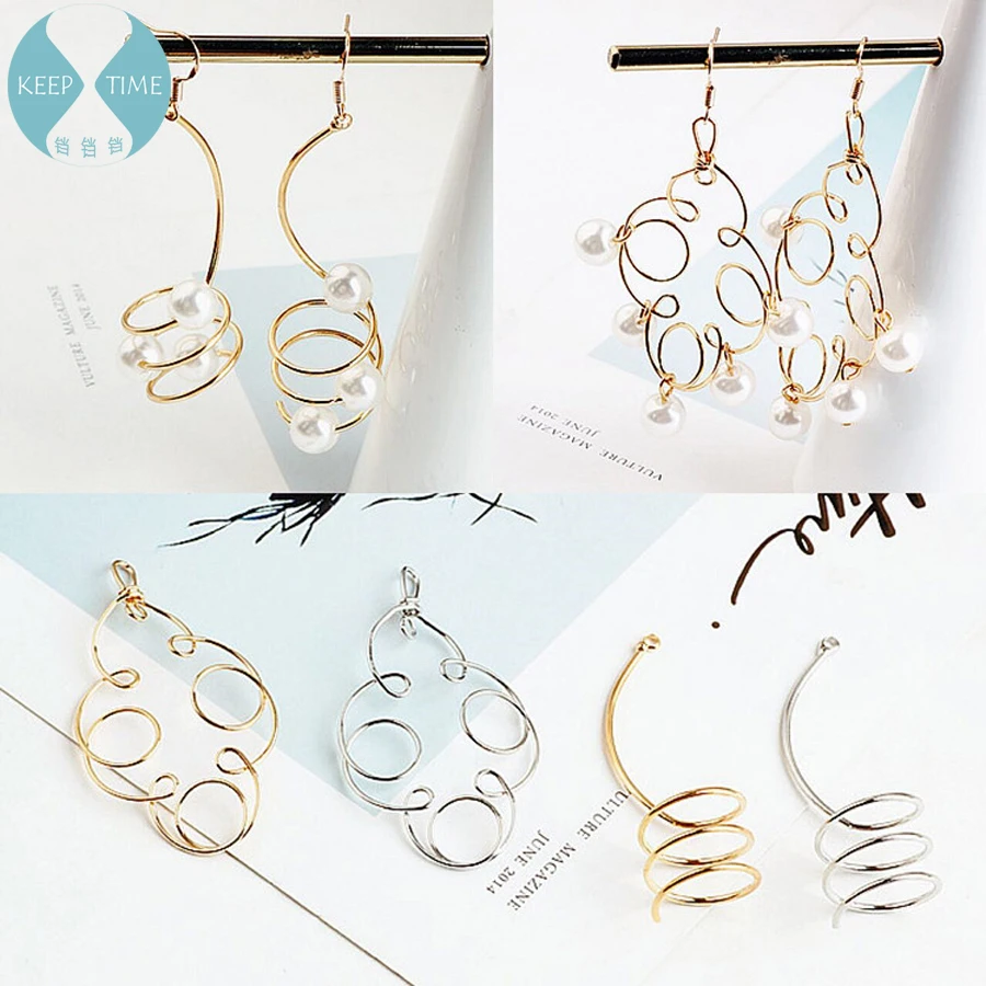 DIY Handmade Jewelry Accessories Creative Earbob Eardrop Spiral Copper Wire Winding Cloud Material Pendant Pendant