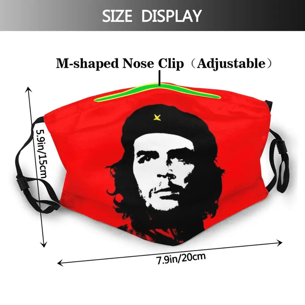 Che Guevara Print Washable Filter Anti Dust Mouth Mask Revolution Red Cuba Che Star War Fighting Strong Yoga Gym Hipster Retro