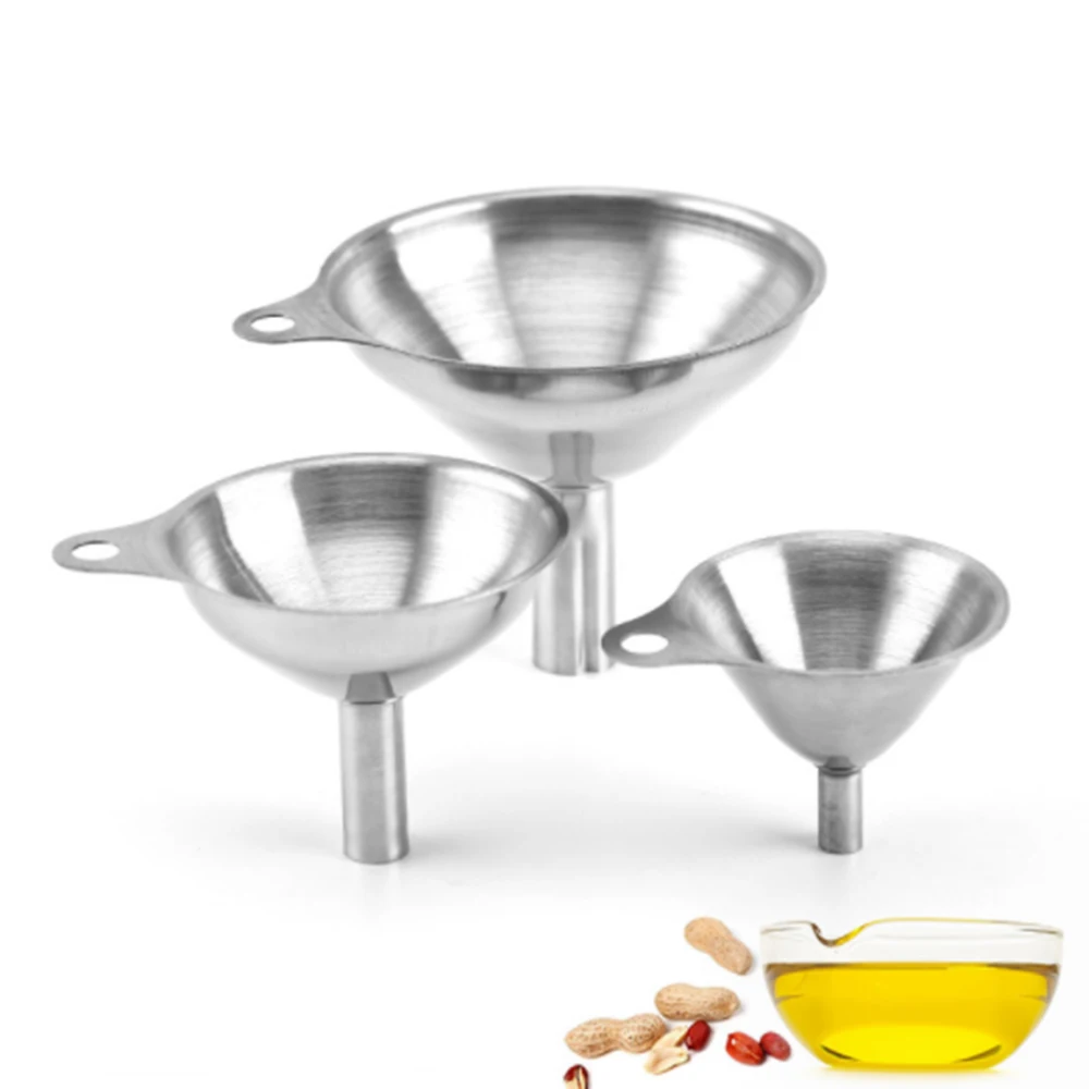 

3Pcs Stainless Steel Cone Funnel Pour Oil Wine Liquid Hopper Kitchen Home Tool Kitchen Tools And Gadgets Durable Funnel