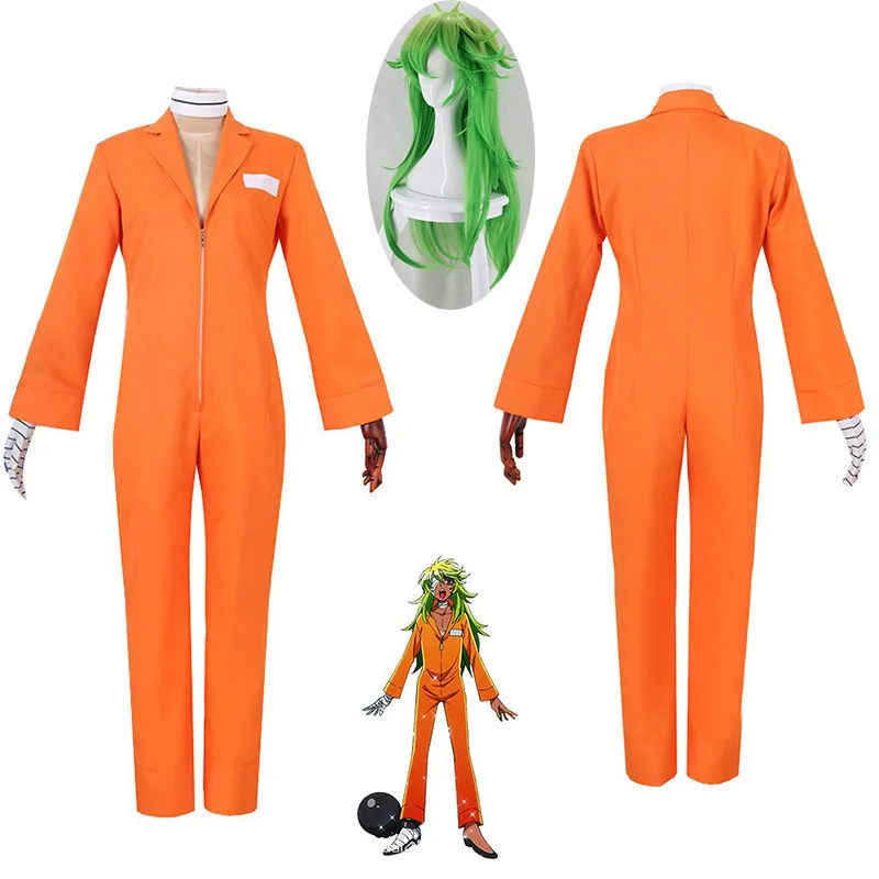 

Detentionhouse Nanbaka Niko No.25 Prison Clothes Women Men Cosplay Costume Halloween Cosplay Costume Wig and Bandage