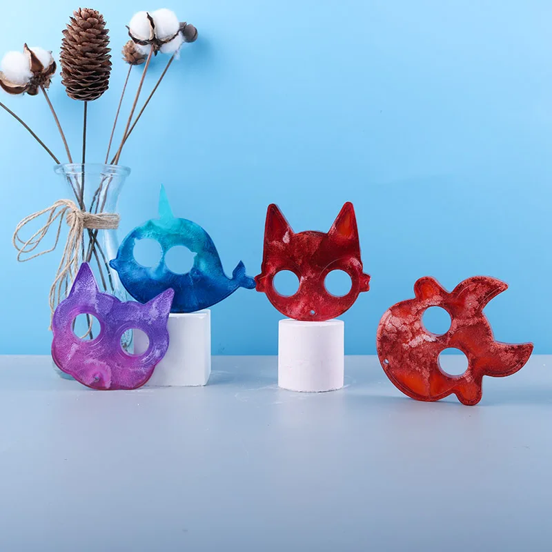 DIY Self Defense Keychain Mold 13 Cute Animal Head Silicone Molds Pendant Resin Epoxy Craft Jewelry Resin Moulds Form For Epoxy