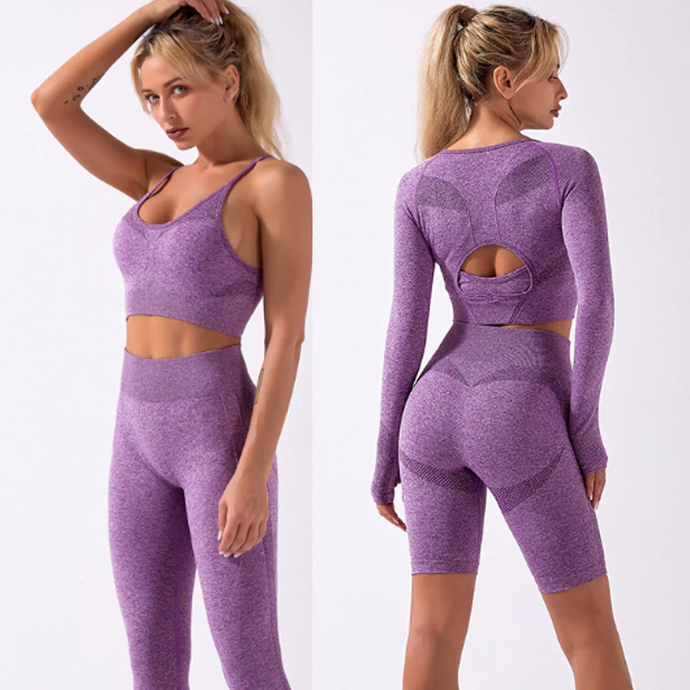 

2020 Autumn Winter Seamless Women Yoga Set Workout Sportswear Gym Clothing Fitness Tracksuits High Waist Leggings Sports Suits