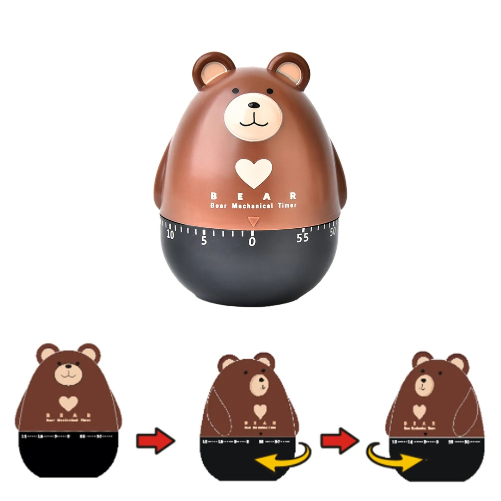 Cute Bear Shape Kitchen Cooking Timer Plastic Animal Timing Reminder Countdown Alarm Clock for School/Hospital/Laboratory