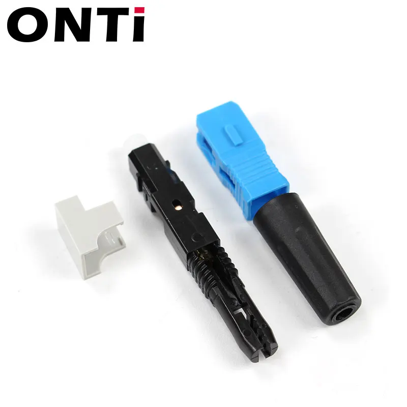 ONTi Newest 50-200pcs SC UPC/APC Single-Mode Fiber Optic Quick connector FTTH Cold Connector Tool Field Assembly Adapter