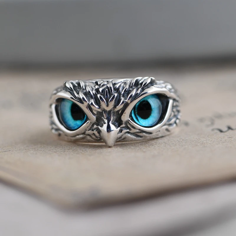 Charm Vintage Cute Men and Women Simple Design Owl Ring Silver Color Engagement Wedding Rings Jewelry Gifts