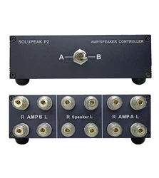 Premium 2-way stereo audio amp amplifier / speaker selector switch splitter box, 2 IN 1 OUT switcher compare 2 amps or speakers