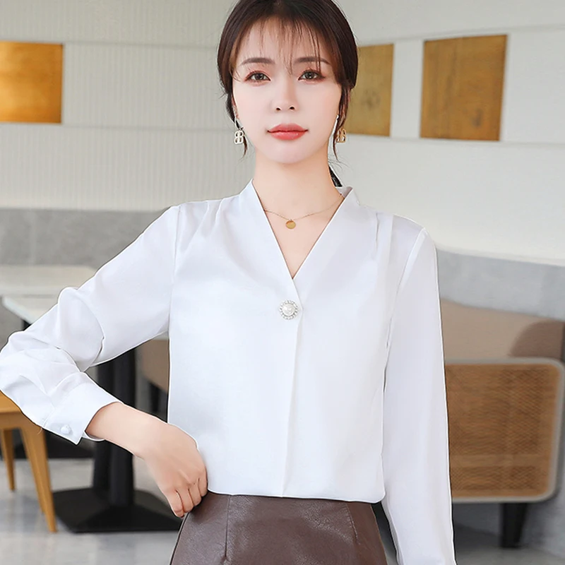 Women Blouses Long Sleeve Blouse Women Blusas Mujer De Moda 2024Elegantes V-Neck Chiffon Blouse Shirt Tops Women Blusas E638